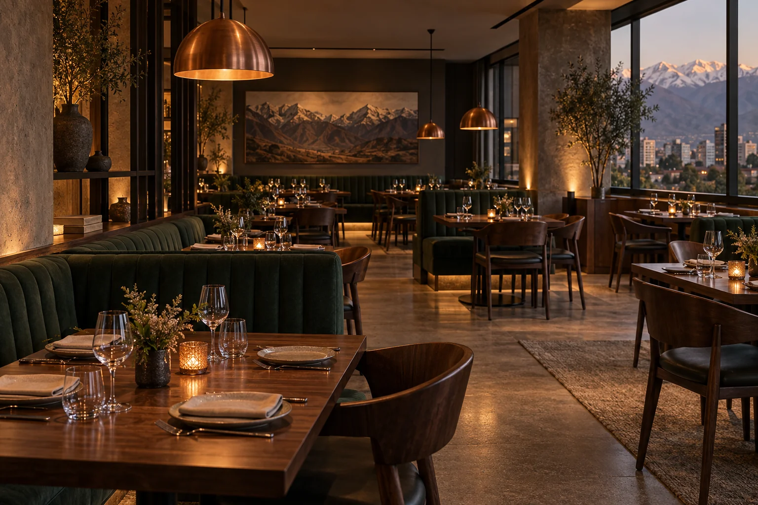 Salón del restaurante Brasa y Cobre